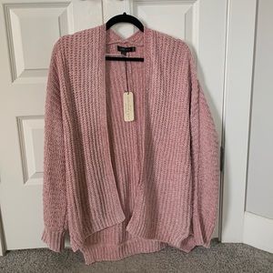 Pink chenille cardigan size medium NWT